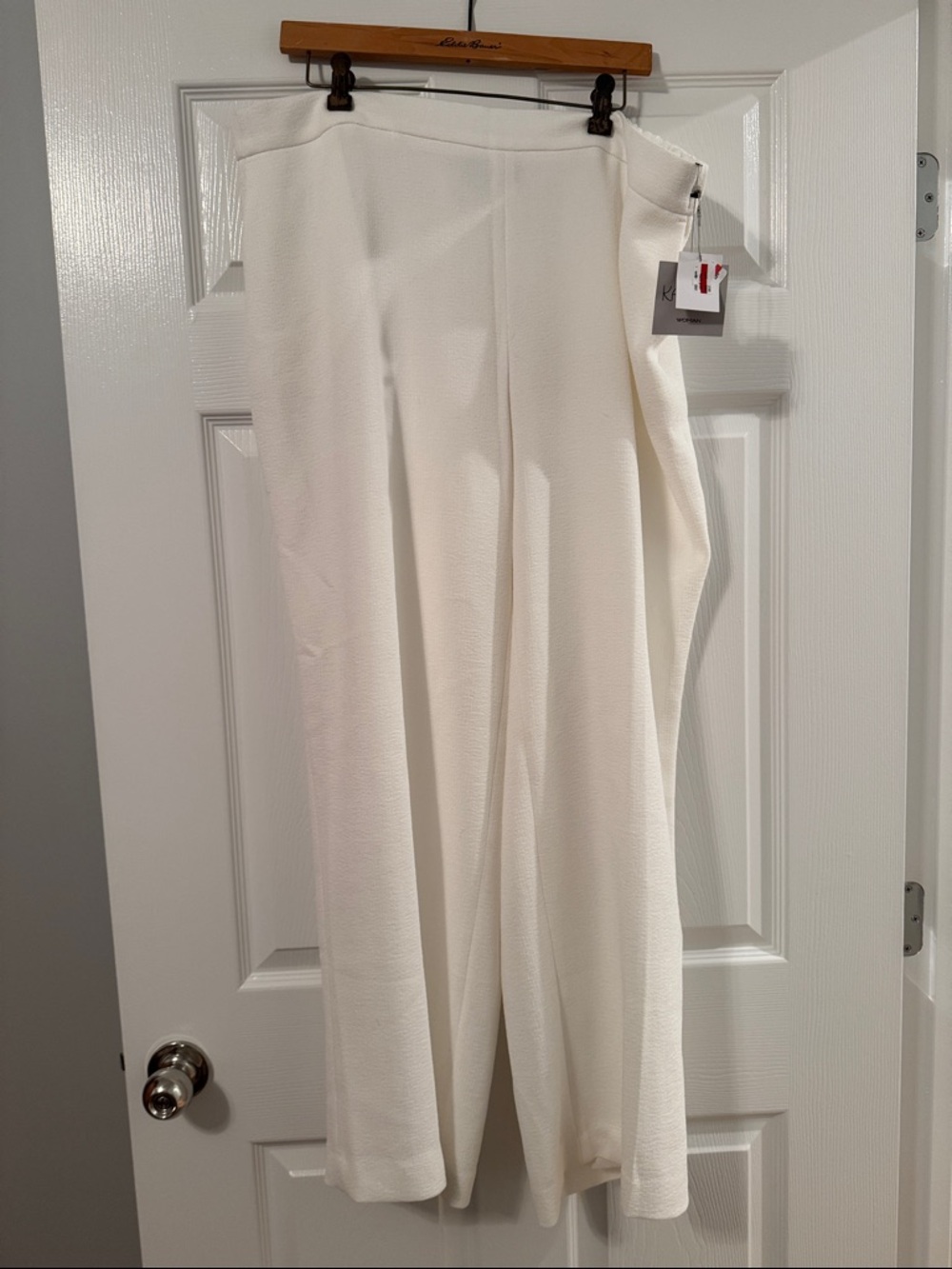 Kasper Wide-Leg Cream Jumpsuit-Style Trousers